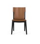 GINER Y COLOMER - Lot de 2 chaises en bois avec assise en cuir synthétique - Patines noires et marron clair